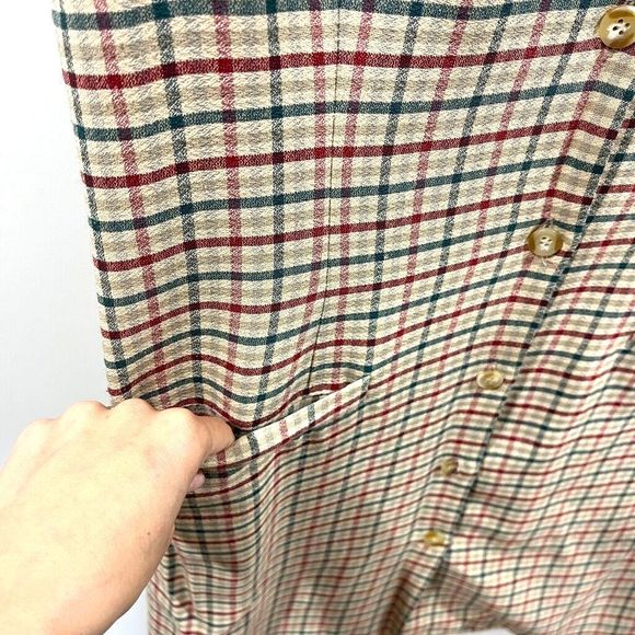 Vintage Plaid Vest Dress Button Down Tan Neutral Academia Preppy Sz Small - Picture 3 of 9